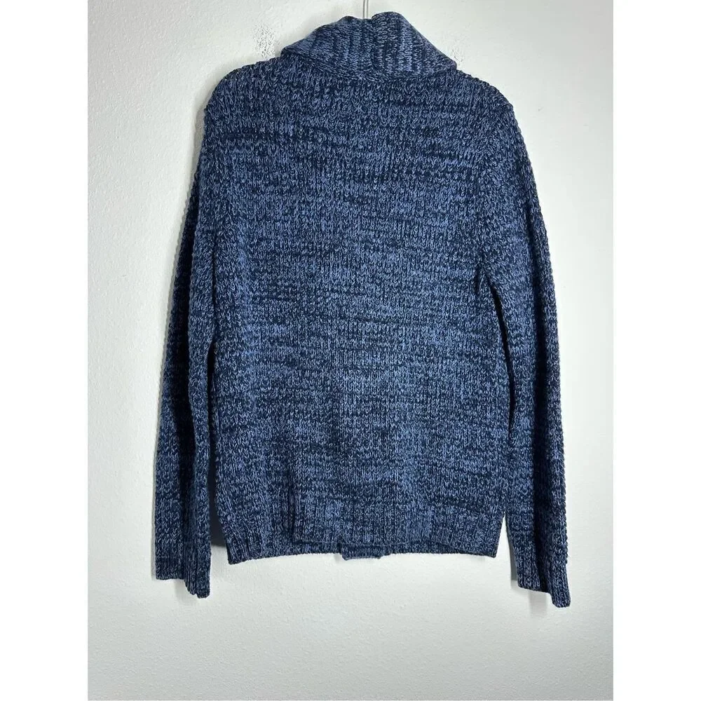 EXPRESS Men's Classic Shawl Collar Grandpa Cardigan Preppy Heavy Blue Size L